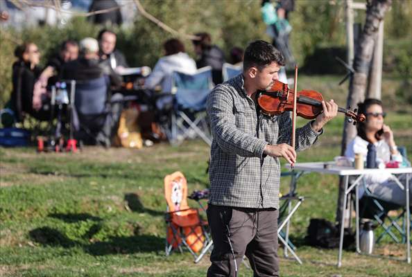 People enjoy sunny winter day in Izmir