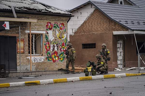 Ukrainian soldiers in Irpin, Ukraine