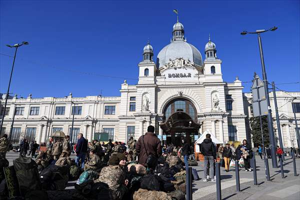 Ukrainian female soldiers heading to the frontline from Lviv