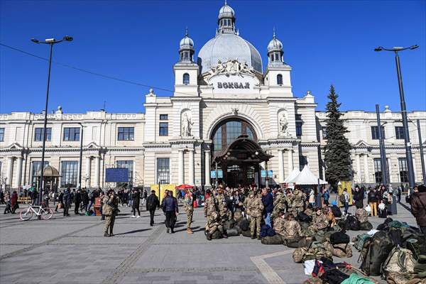 Ukrainian female soldiers heading to the frontline from Lviv