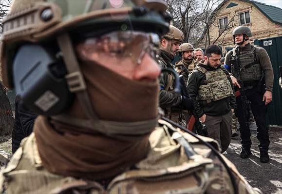 Ukrainian President Volodymyr Zelenskyy visits Bucha