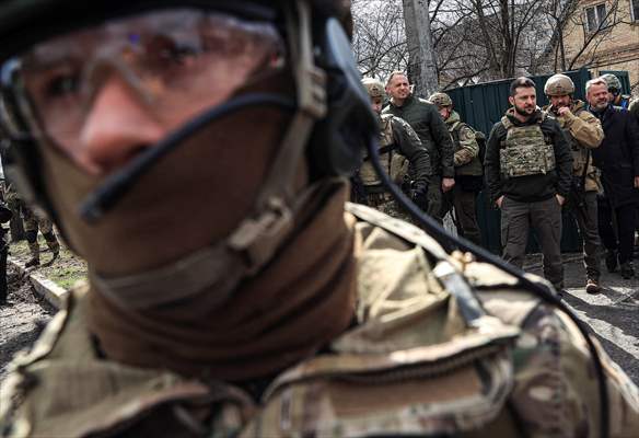 Ukrainian President Volodymyr Zelenskyy visits Bucha