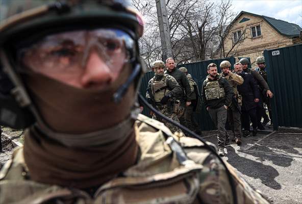 Ukrainian President Volodymyr Zelenskyy visits Bucha