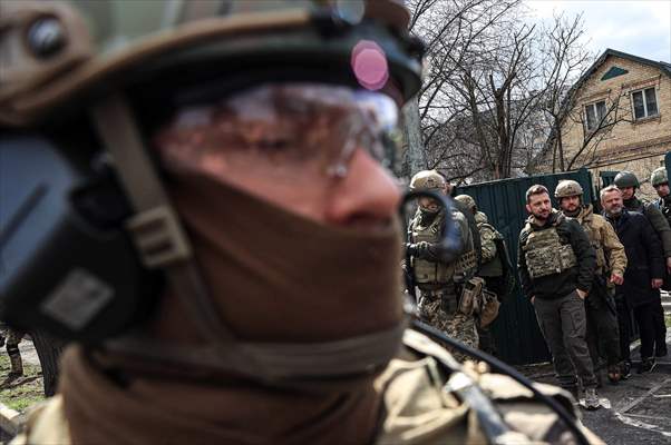 Ukrainian President Volodymyr Zelenskyy visits Bucha