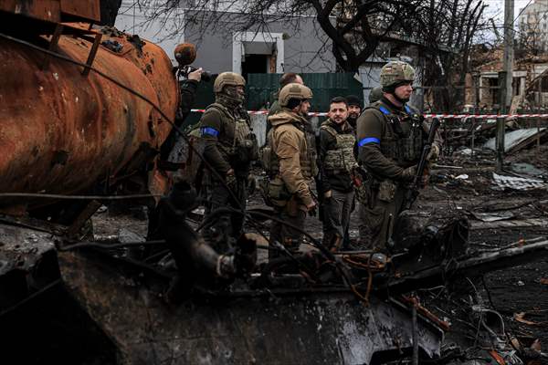 Ukrainian President Volodymyr Zelenskyy visits Bucha
