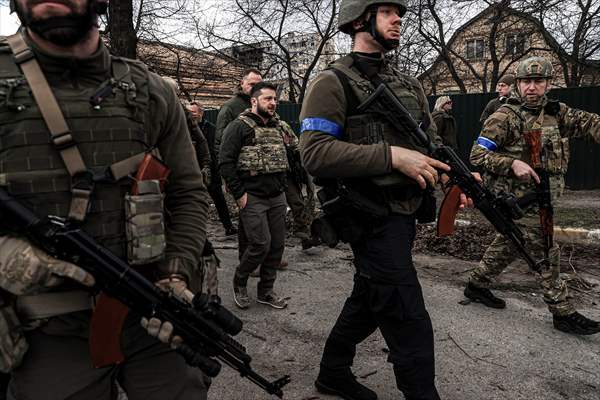 Ukrainian President Volodymyr Zelenskyy visits Bucha