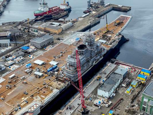 Russian aircraft carrier Admiral Kuznetsov in Murmansk