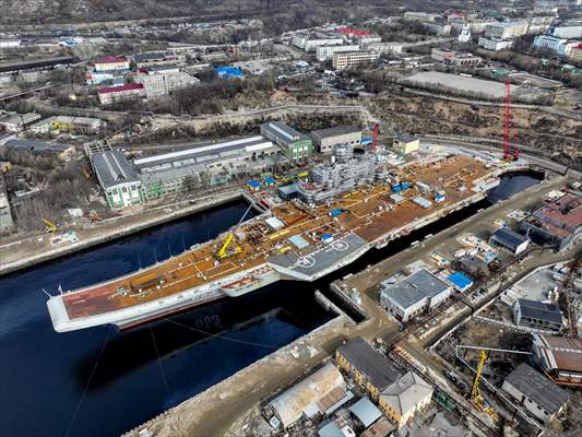 Russian aircraft carrier Admiral Kuznetsov in Murmansk