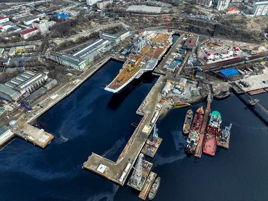 Russian aircraft carrier Admiral Kuznetsov in Murmansk