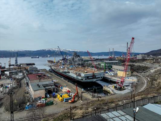 Russian aircraft carrier Admiral Kuznetsov in Murmansk