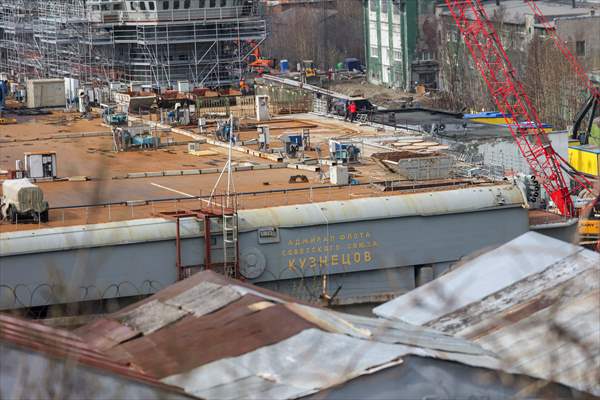 Russian aircraft carrier Admiral Kuznetsov in Murmansk