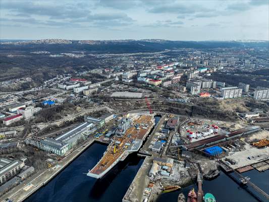 Russian aircraft carrier Admiral Kuznetsov in Murmansk