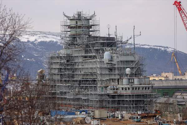 Russian aircraft carrier Admiral Kuznetsov in Murmansk