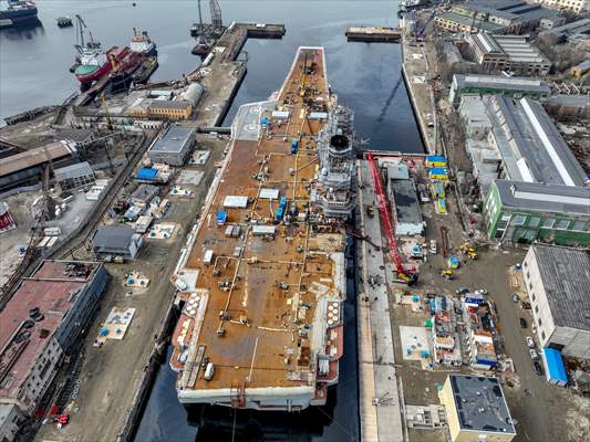 Russian aircraft carrier Admiral Kuznetsov in Murmansk