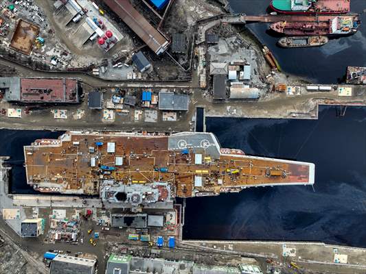 Russian aircraft carrier Admiral Kuznetsov in Murmansk