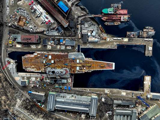 Russian aircraft carrier Admiral Kuznetsov in Murmansk