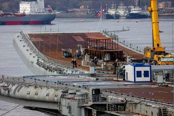 Russian aircraft carrier Admiral Kuznetsov in Murmansk