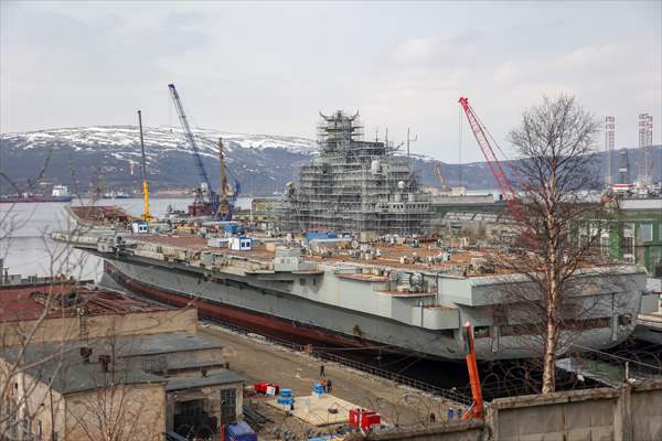 Russian aircraft carrier Admiral Kuznetsov in Murmansk