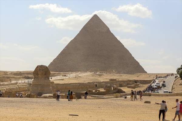 Cheops, Khafre and Mikerinos Pyramids in Giza