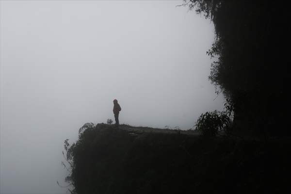 Descent from the summit towards the road to Los Yungas and the Death Road in La Paz