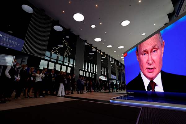 Russian President Vladimir Putin speak at the St. Petersburg International Economic Forum