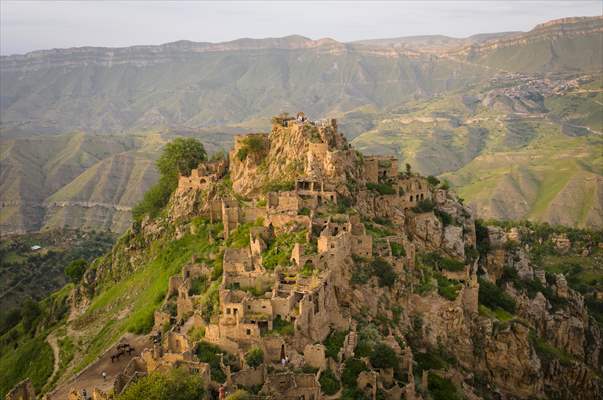 The village of Gamsutl, an abandoned town in Russia's Dagestan