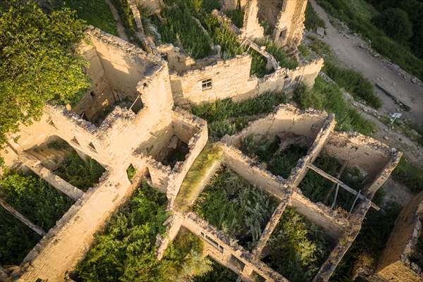 The village of Gamsutl, an abandoned town in Russia's Dagestan