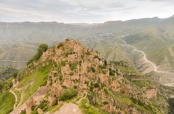 The village of Gamsutl, an abandoned town in Russia's Dagestan