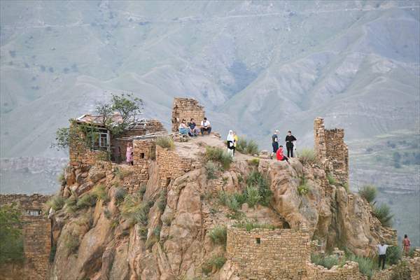 The village of Gamsutl, an abandoned town in Russia's Dagestan