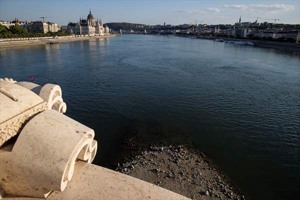 Low water level of River Danube in Hungary