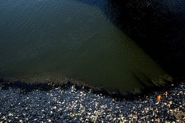 Low water level of River Danube in Hungary