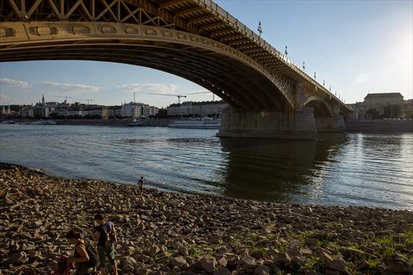 Low water level of River Danube in Hungary