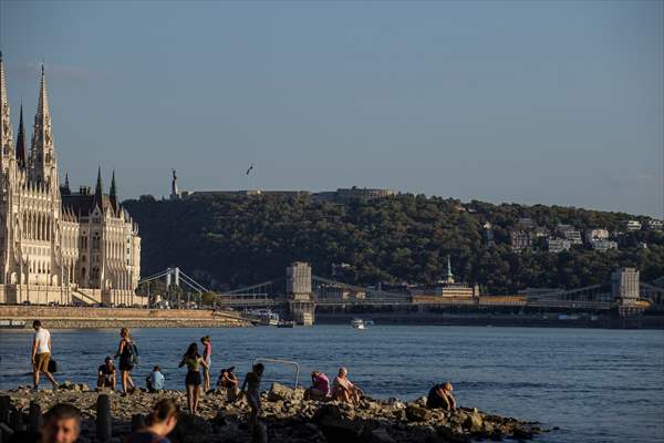 Low water level of River Danube in Hungary