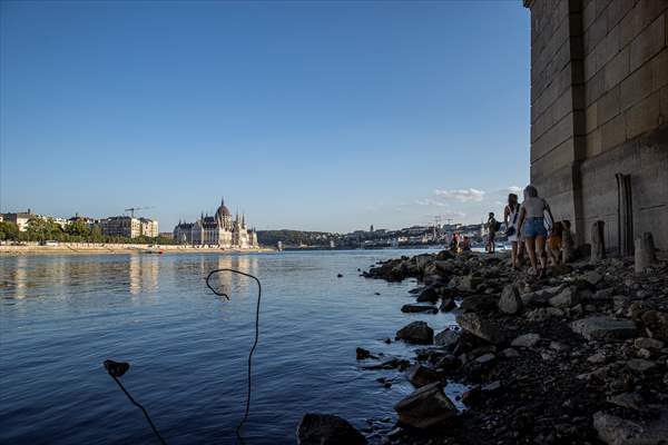 Low water level of River Danube in Hungary