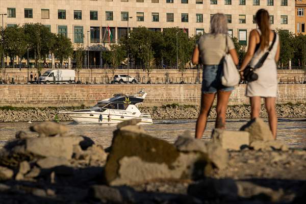 Low water level of River Danube in Hungary