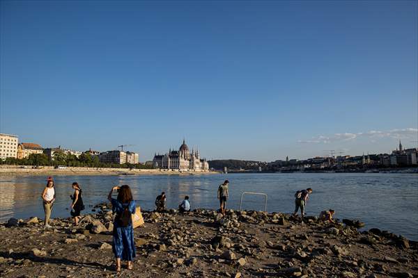 Low water level of River Danube in Hungary