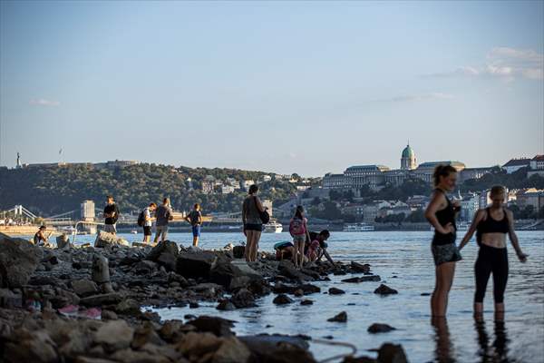 Low water level of River Danube in Hungary