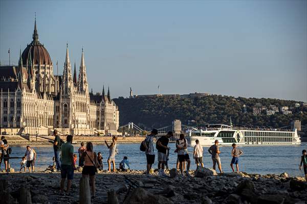 Low water level of River Danube in Hungary