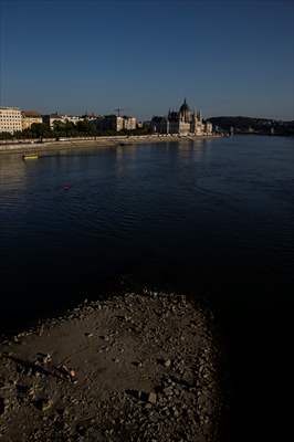 Low water level of River Danube in Hungary