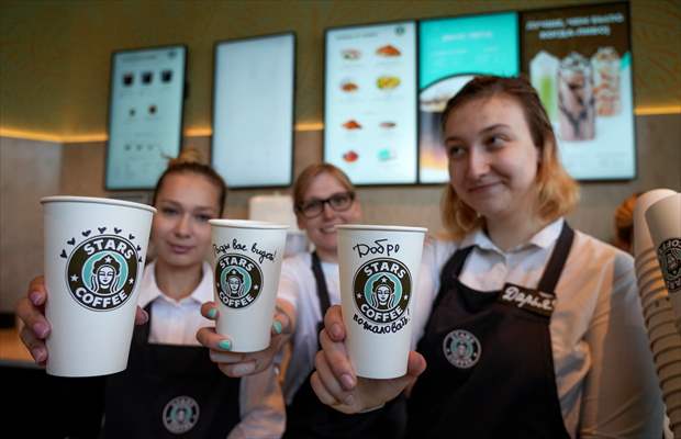 Former Starbucks coffee shops reopened as Stars Coffee in Russia