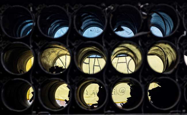 Captured Russian military vehicles displayed in Ukrainian capital