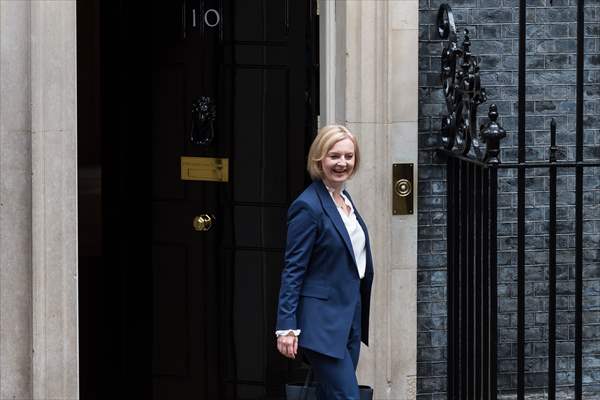 Liz Truss departs Downing Street for her first PMQs in London