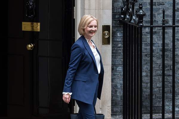 Liz Truss departs Downing Street for her first PMQs in London