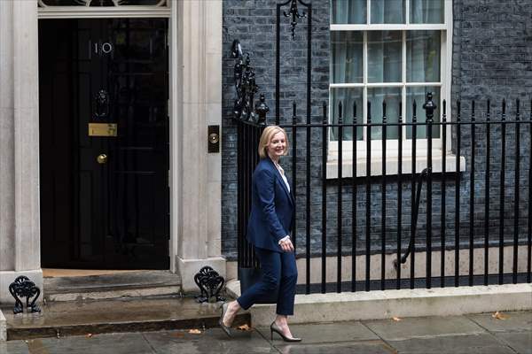 Liz Truss departs Downing Street for her first PMQs in London