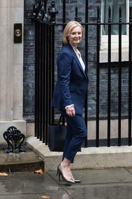 Liz Truss departs Downing Street for her first PMQs in London