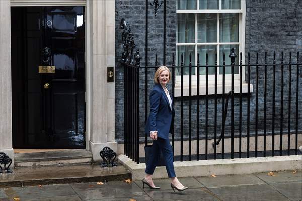 Liz Truss departs Downing Street for her first PMQs in London