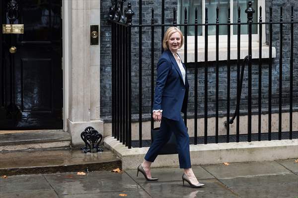 Liz Truss departs Downing Street for her first PMQs in London