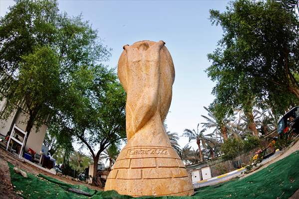 "World Cup" statue in Qatar