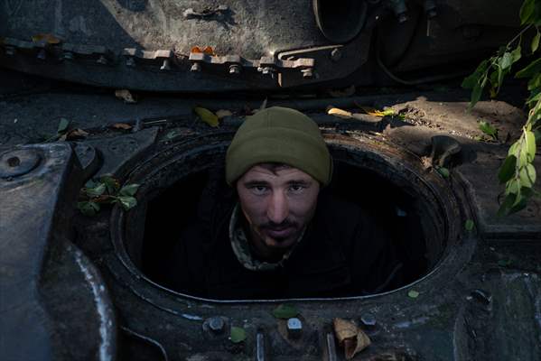 Ukrainian tank crew on the frontline in Bakhmut