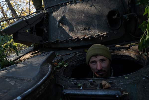 Ukrainian tank crew on the frontline in Bakhmut